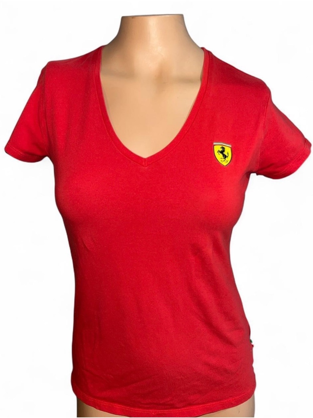 Ferrari Red V-Neck Short Sleeve Tee